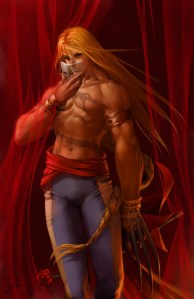 A drawing of Vega from Street Fighter.